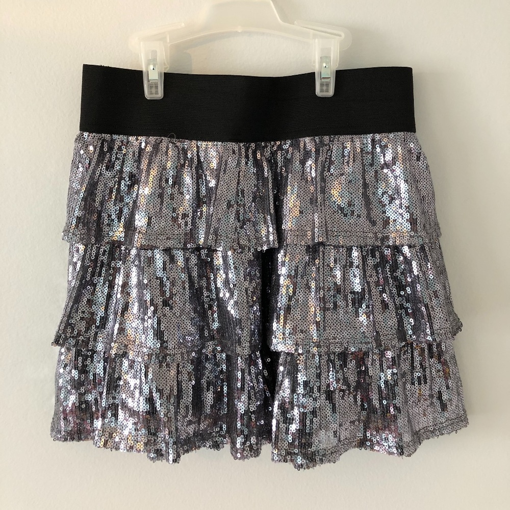 Ruffled Silver Sequence Skirt